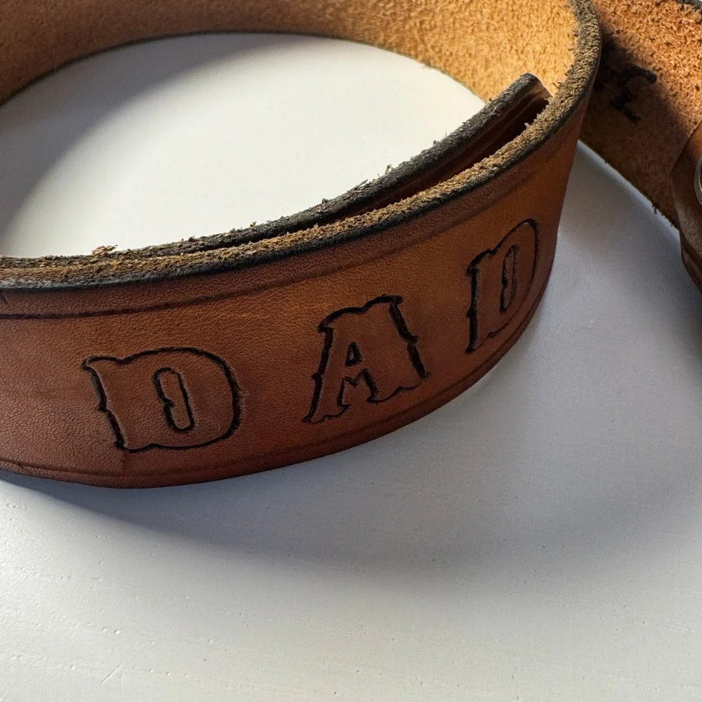 Vtg Trashed Brown Tooled Leather Belt A I Dad Eagle Stars Western 34 Bird Animal